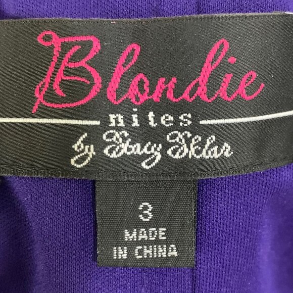 Blondie Nites Purple Chiffon Pleated Jeweled Strapless Cocktail Dress 3 Prom - Picture 10 of 12